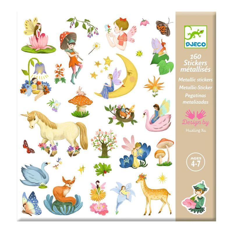 Djeco - 160 Metallic Fantasy Stickers