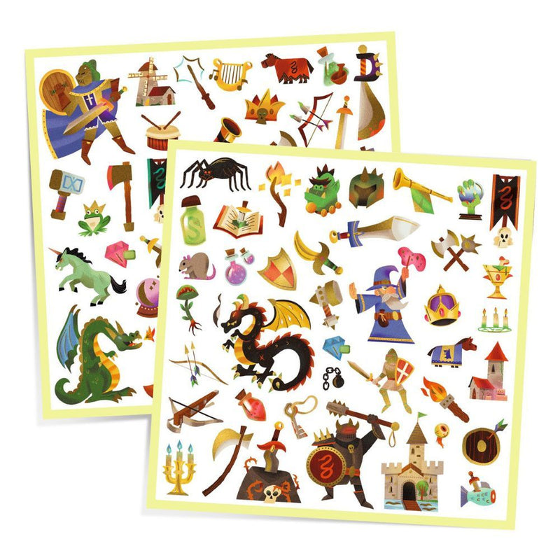 Djeco - 160 Medieval Metallic Fantasy Stickers