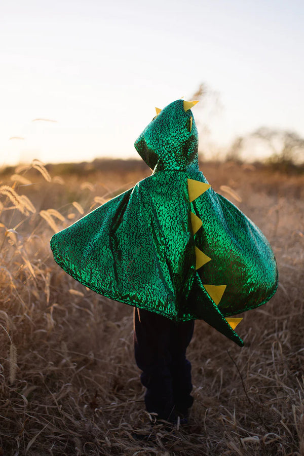 Great Pretenders- Dragon Toddler Cape Metallic Green 2-3