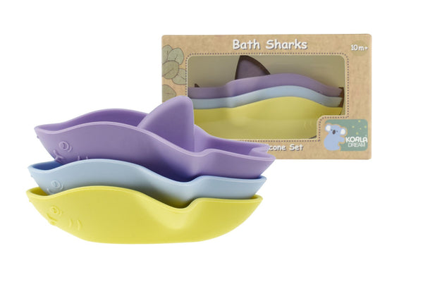 Koala Dream - 3pc Silicone Bath Sharks, Purple Set
