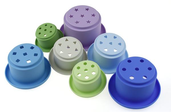 Koala Dream - 7pc Silicone Stacking Cups, Green/Blue