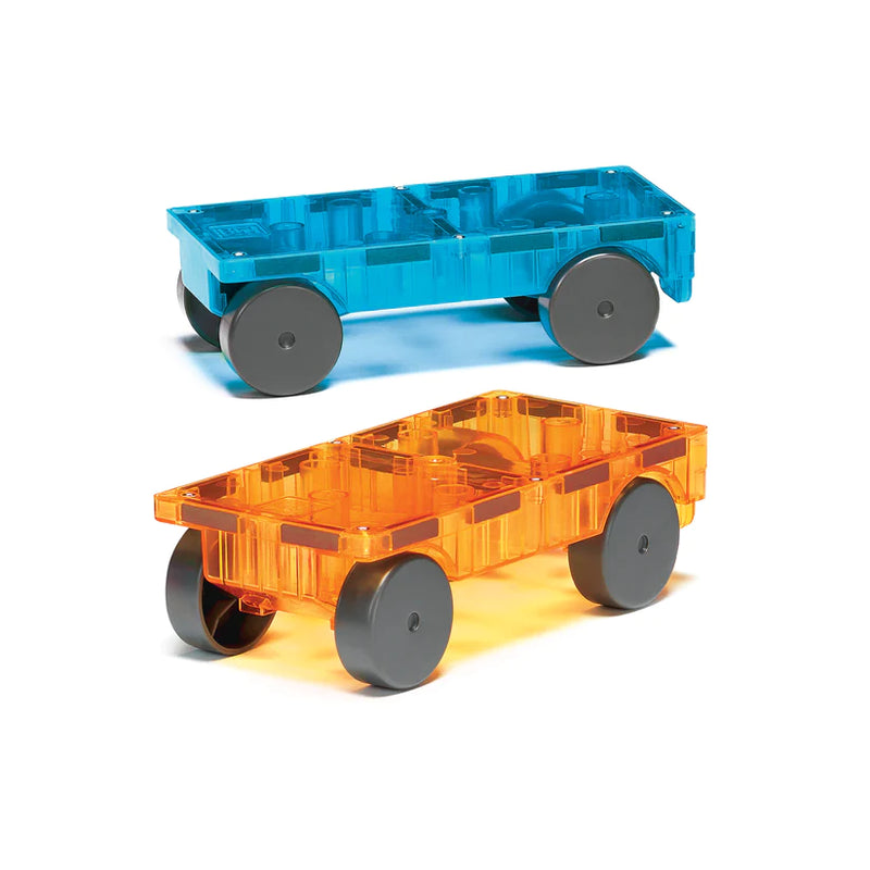 Magna Tiles - Cars 2 Piece Expansion Set, Blue and Orange