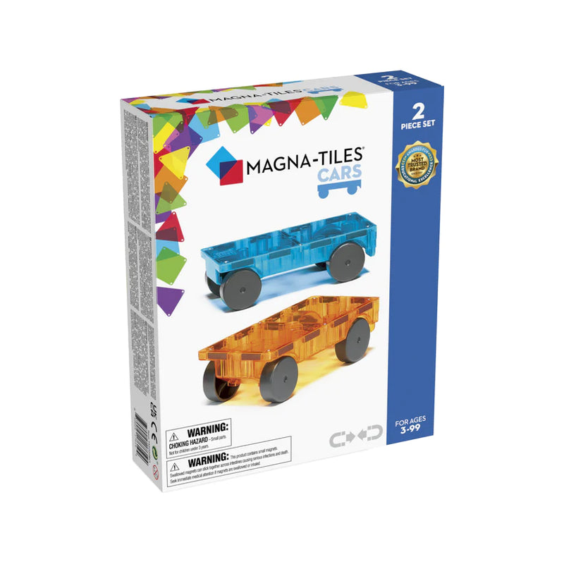 Magna Tiles - Cars 2 Piece Expansion Set, Blue and Orange