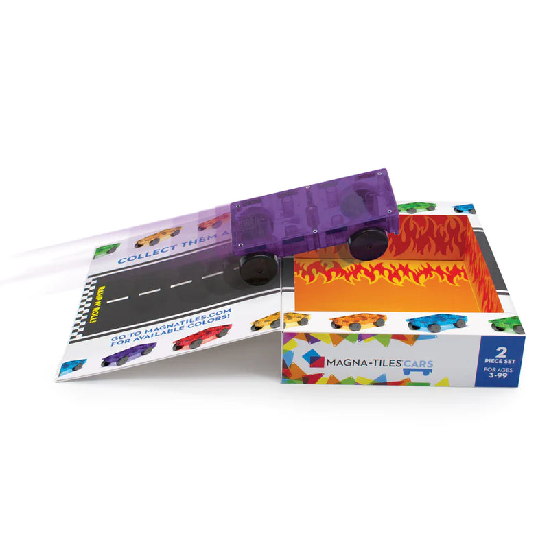 Magna Tiles - Cars 2 Piece Expansion Set, Purple and Red