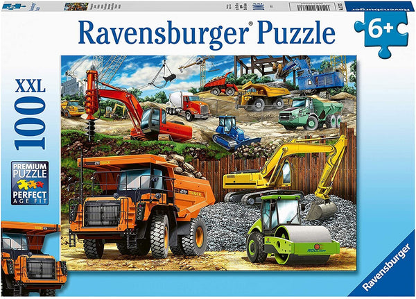 Ravensburger- Jigsaw Puzzle, 100 pieces, Construction Vehicles