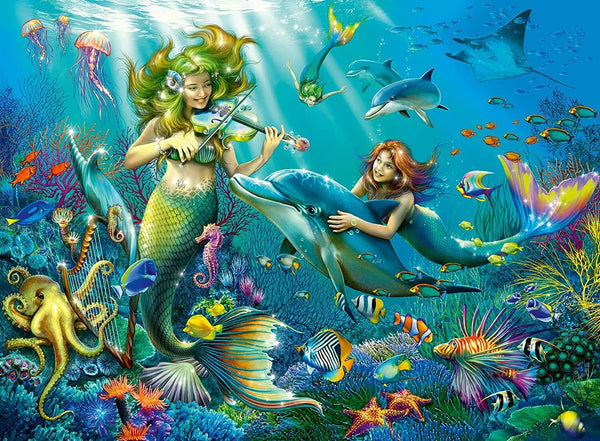 Ravensburger- Jigsaw Puzzle, 100 pieces, Glitter Underwater Beauties