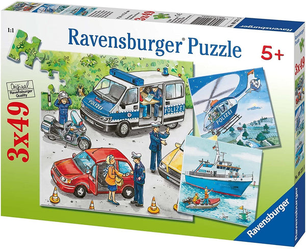 Ravensburger- Jigsaw Puzzle, 3x49 Piece, Police In Action Puzzle
