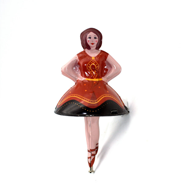 tin toys wind up ballerina in a red dress