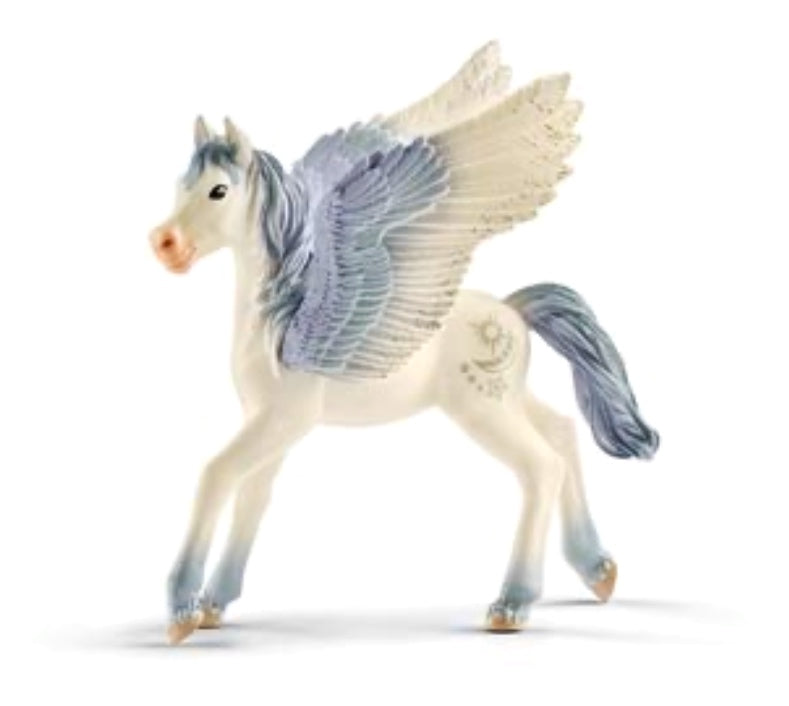 A beautiful Pegasus Foal figurine for imaginative play. Grey , white with silver sparkles. Standing 9.5 cm,  length 8 cm Recommended age 5-12 years 