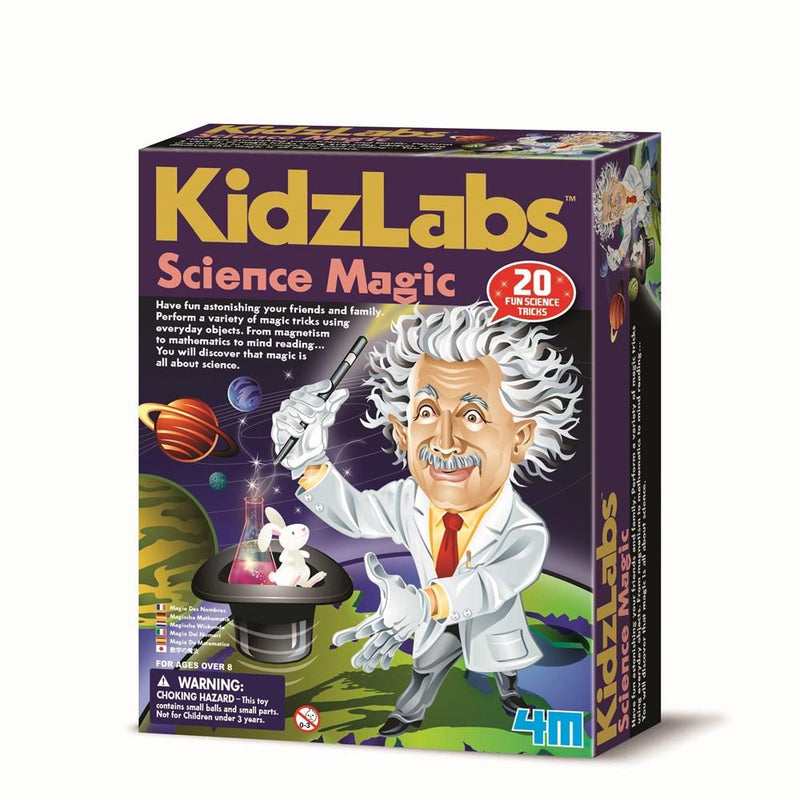 4M Kidzlab Science magic is a great kit for children tp perform 20 science magic tricks, recommended for ages 8 +
