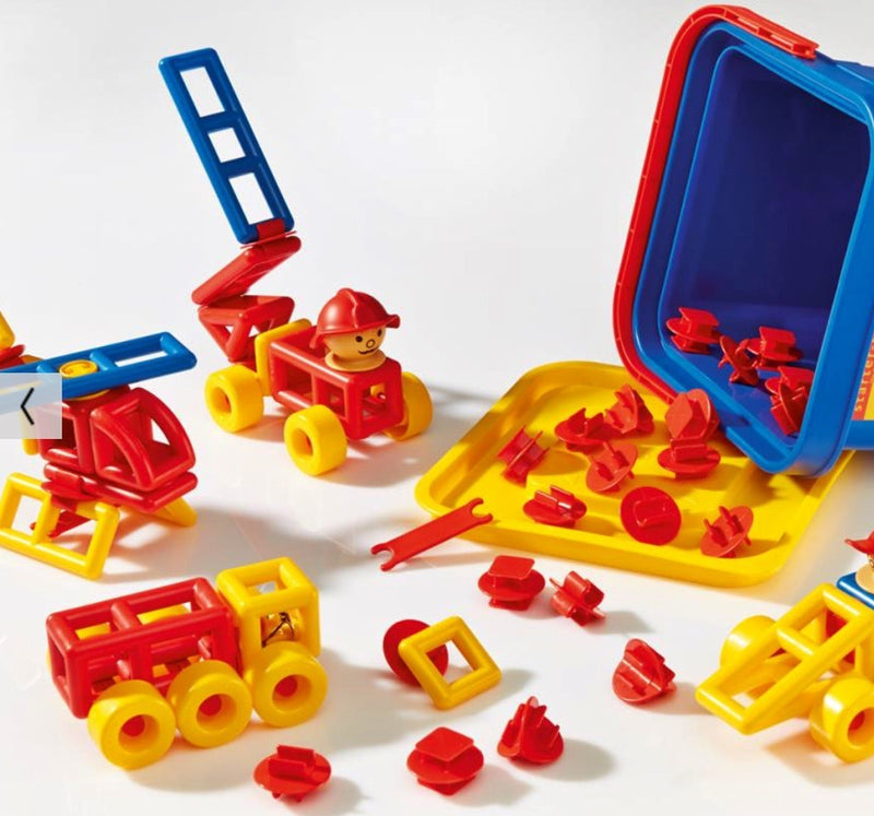 mobilo stem toys building bucket with helicopter and truck