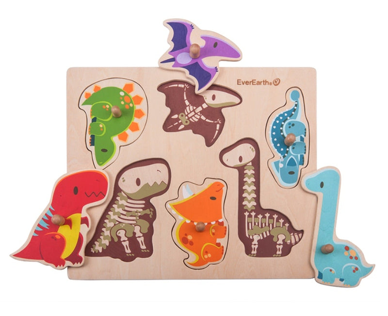 everearth wooden eco toy dinosaur match and sort shapes colourful dinosaurs peg toy