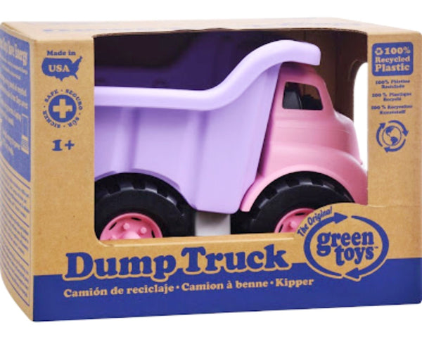 green toys dump truck in purple and pink