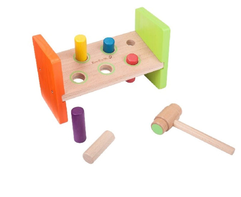 wooden pounding bench in wood kids eco toys