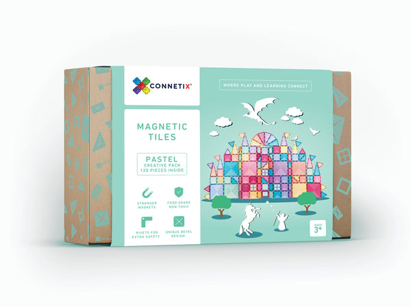 Connetix tiles magnetic tiles set in pastel colours a 120 piece set