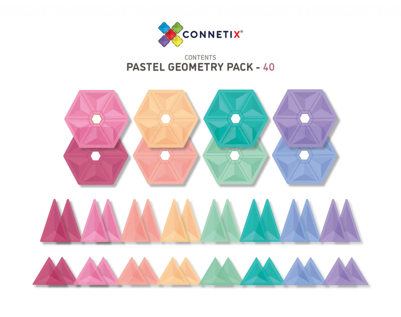 Connetix Tiles - 40 Piece Pastel Geometry Set