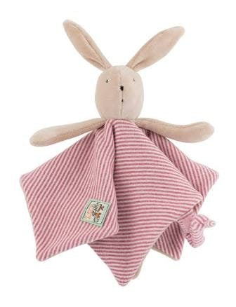 Beautiful velour comforter for any newborn baby. Square size with pacifier attachment. Gorgeous bunny ears and arms. Recommended age - Newborn +