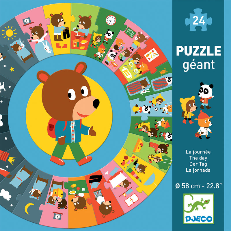 Djeco - Puzzle 24 Piece Puzzle Round, The Day