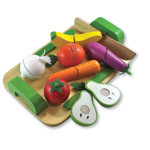 Wooden Toys  Discoveroo Wooden Fruit and Vegetable Cutting Set – Childplay  Melbourne