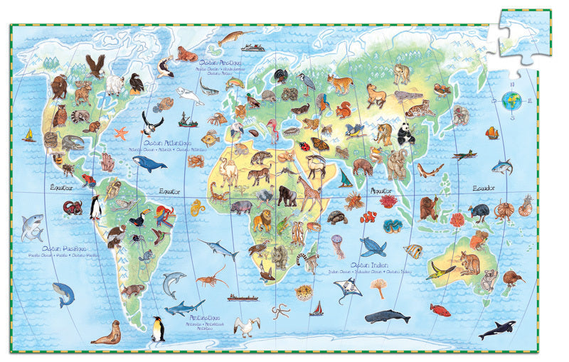 Djeco - 100 Piece Observation Puzzle World's Animals