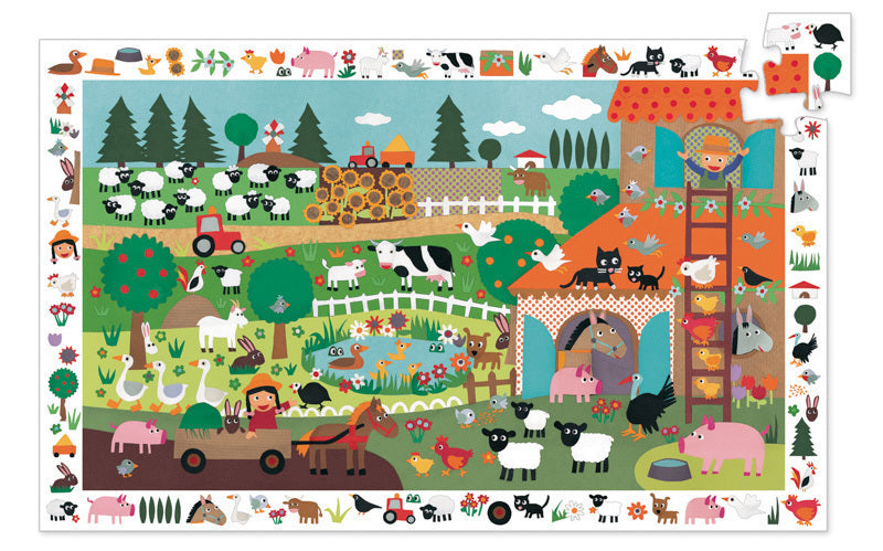 Djeco - 35 Piece Observation Puzzle, Farm