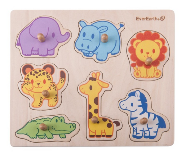 everearth safari theme peg puzzle for colour recognition and motor coordination