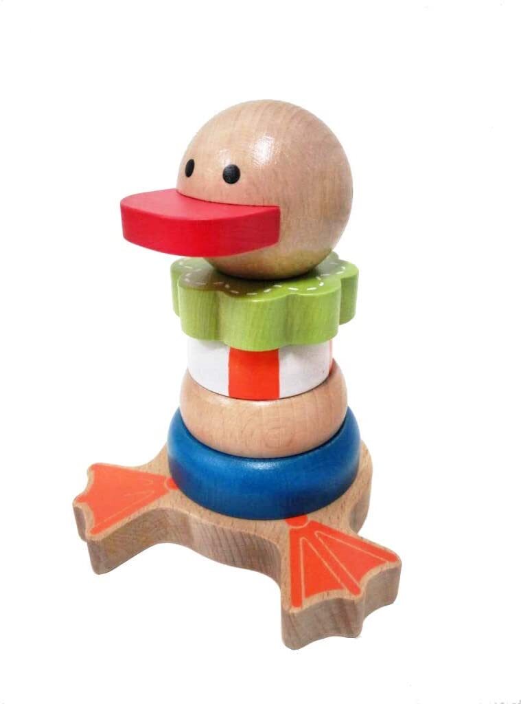 everearth wooden multicolour stacking duck for children