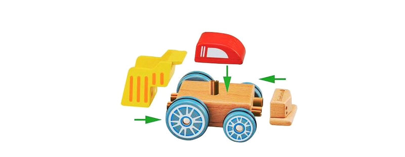 everearth car red and yellow assembly