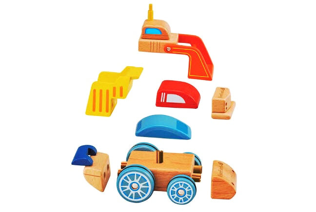 everearth car red blue and yellow assembly