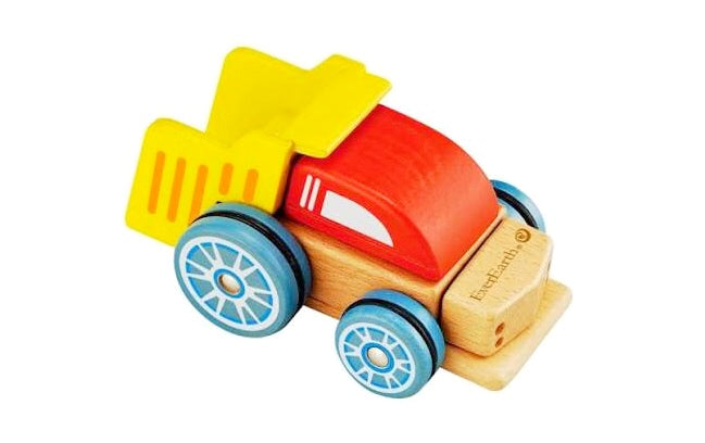 everearth truck in red and yellow wooden toy