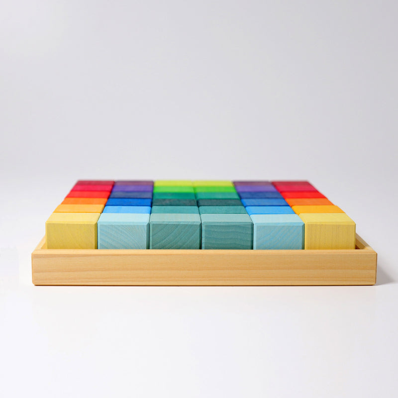 grimms rainbow mosaic building blocks made from natural dyed wood