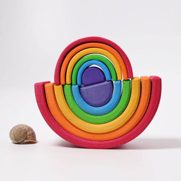 grimms medium wooden rainbow with the small rainbow balancing on the top