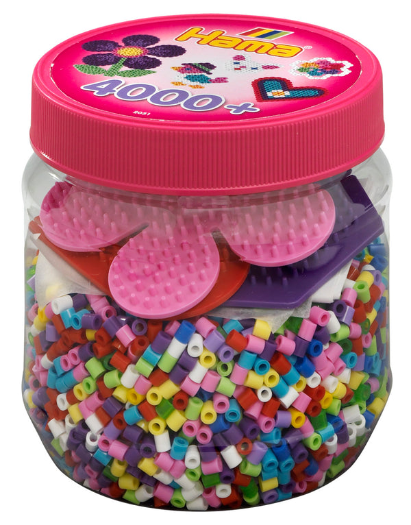 Hama Beads - 4,000 Beads + Pegboards in Tub