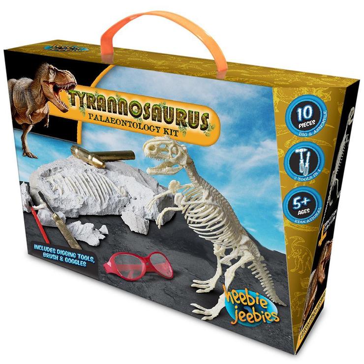 heebie jeebies excavation kit for palaeontology. includes a tyrannosaurus rex skeleton kids research toys dinosaurs for stem and steam learning