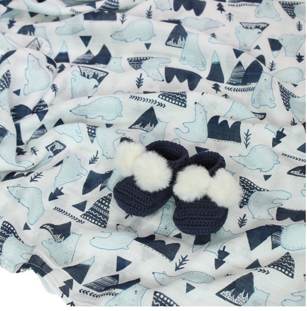 D lux - Bamboo/Cotton Muslin Wrap in Navy