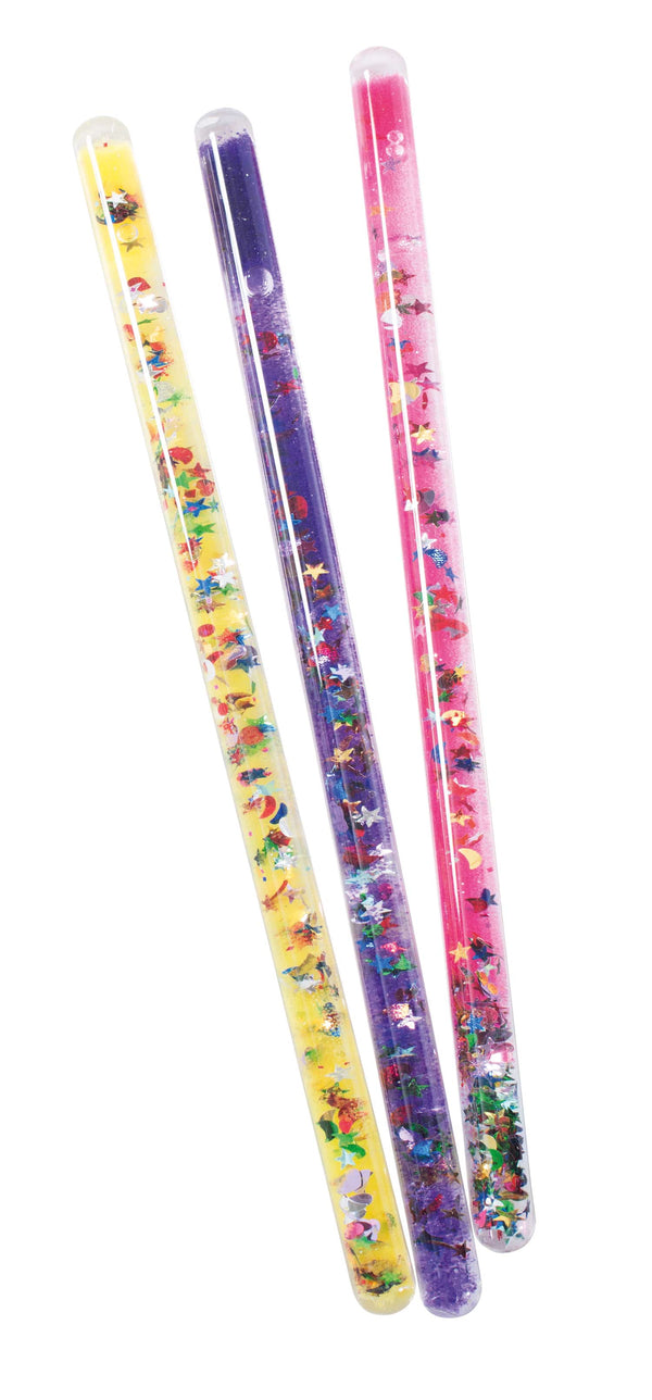 Mouliroty magic wad is a special gift for children age 4 +. The wand is full of foil glitter shapes that move within the liquid cyclinder. Very beautiful for children to watch and be imaginative.