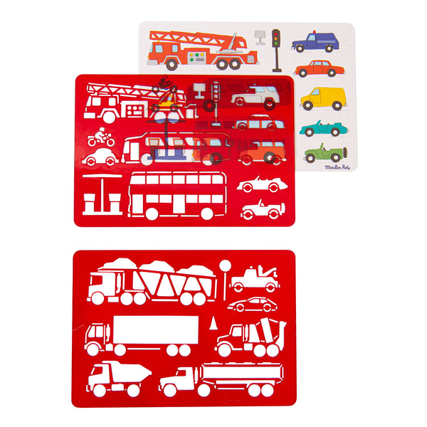 Moulin Roty Stencils Vehicles theme