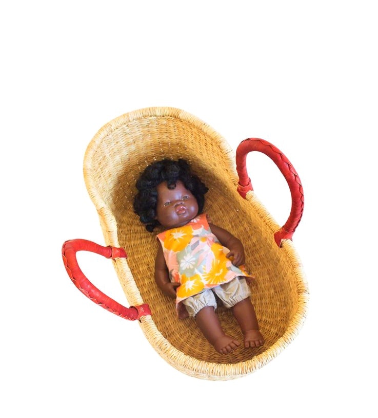 Adinkra Designs  - Natural Dolls Basket in natural