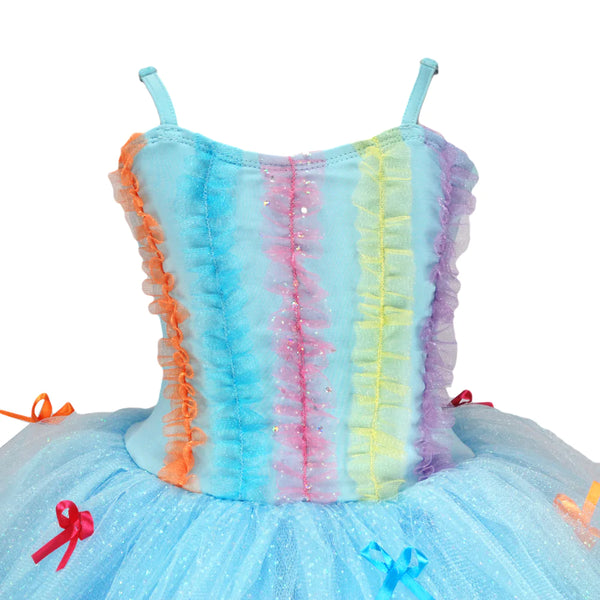 Pink poppy Ruffles& Bow Princess Blue Dress