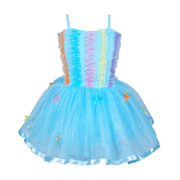 Pink poppy Ruffles& Bow Princess Blue Dress
