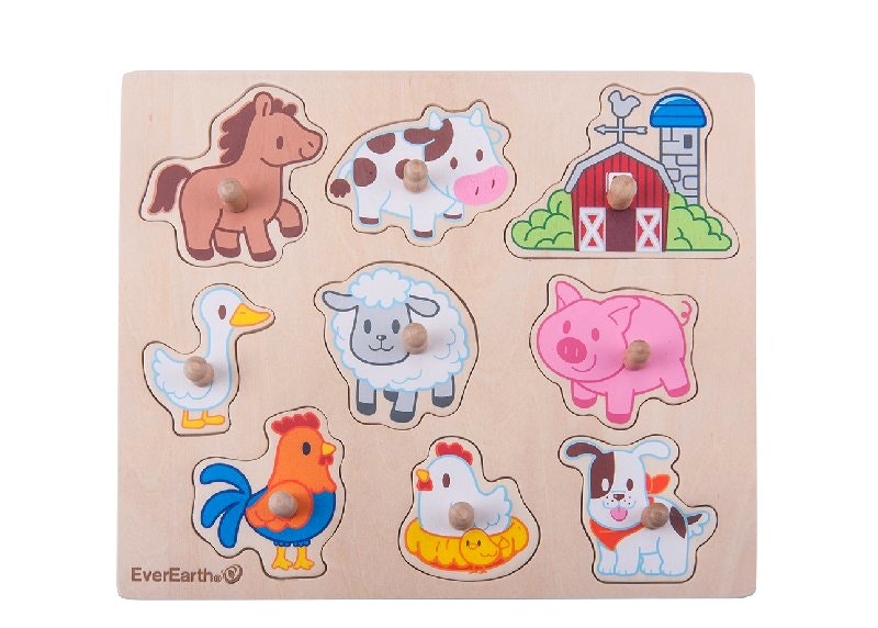everearth farm animals colourful peg puzzle
