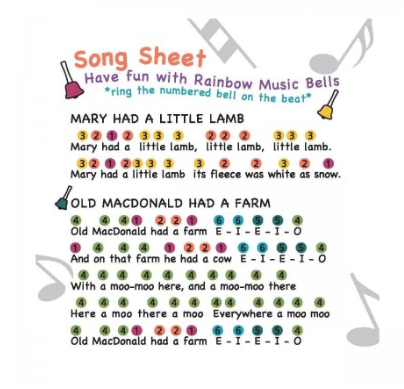 Rainbow Musical Hand Bells - 8 Piece-Set