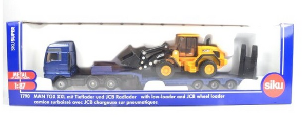 Siku MAN TGX XXL with low loader and JCB wheel loader