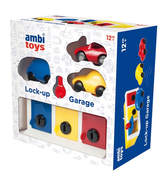 A gorgeous 3 car garage by Ambi. This garage includes three cars and a lock up activity on each garage door. Recommended age 1+
