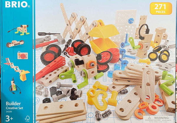 The ultimate Brio construction set! Set includes 270 x Brio builder piece including nuts, bolts, blocks, a screwdriver, a hammer, a spanner and pliers
