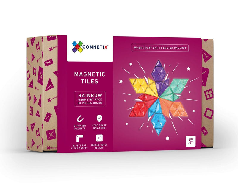 connetix tiles magnetic rainbow geometry pack 30 piece set