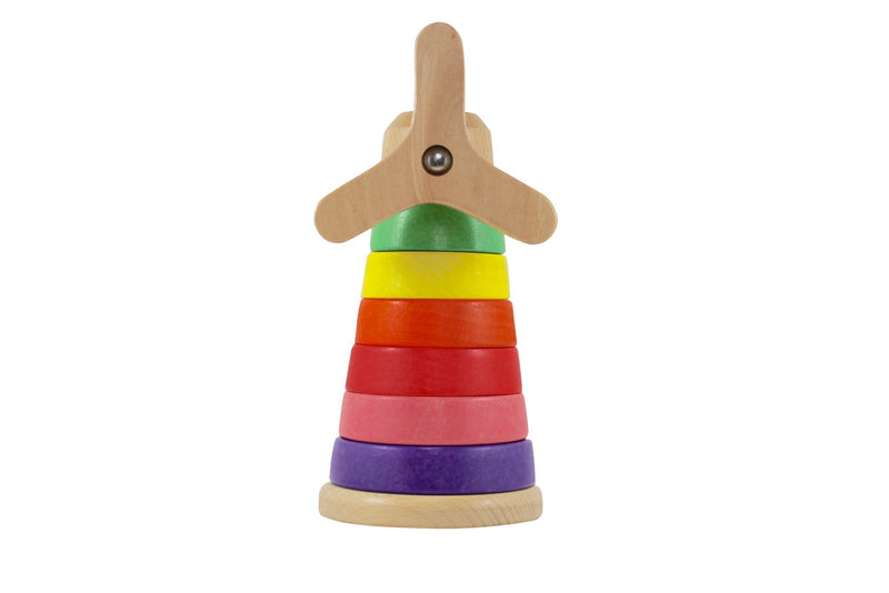 Discoveroo wooden windmill toy rainbow colour