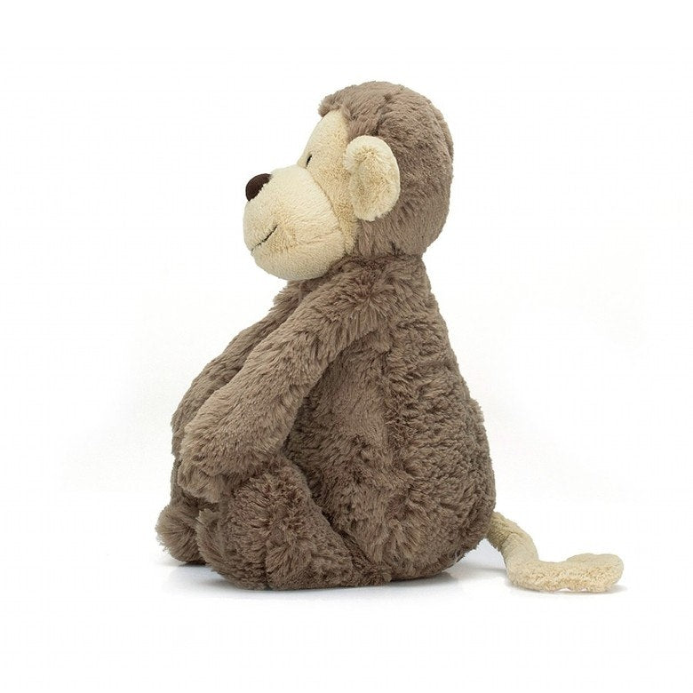 This cheeky yet gorgeous monkey has a long curly tail perfect to hold on to and take around on adventures! Such soft material and perfect for cuddling