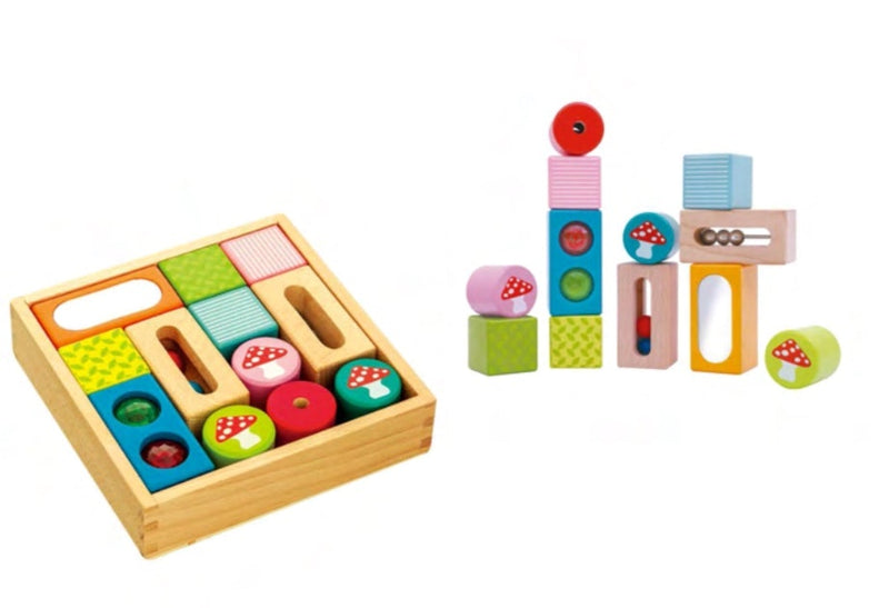 multicolour wooden discovery blocks from everearth for young children 