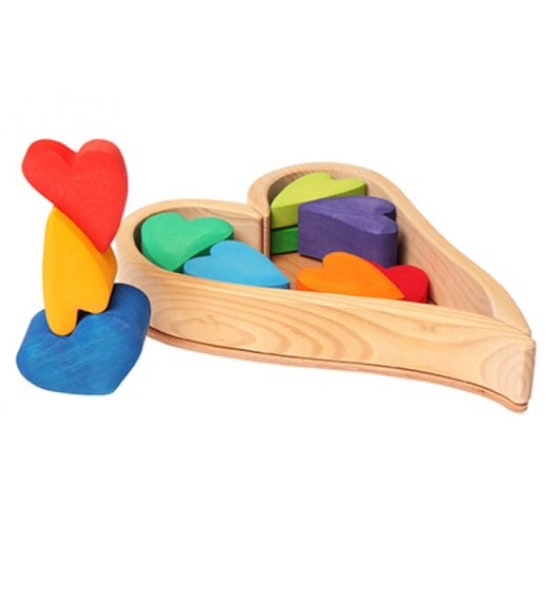 Grimms -  Wooden Rainbow Heart Blocks